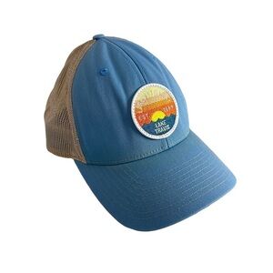 Lake Travis Marina Patch Trucker Hat Snapback Blue Tan Mesh Richardson 112